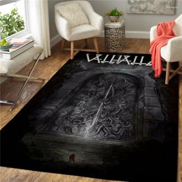 Carpets Viking Tattoo 3D Printed Carpet Mat For Living Room Doormat Flannel Print Bedroom Non-slip Floor Rug Style-1