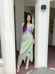 Work Dresses Luxury Designer Summer Outfits For Women 2023 Top And Long Skirt Two Piece Set Mint Green In Matching Sets