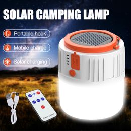 Lâmpada solar com carregamento usb solar led lanterna de acampamento portátil bateria operado tenda lâmpada recarregável de longa duração