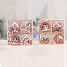 Christmas Decorations Ornaments Home Decoration Decorative Charm Box Painted Pendant Wooden