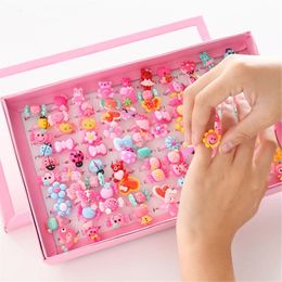 Beauty Fashion 10pcs lot Children s Cartoon Rings Candy Flower Animal Bow Shape Ring Set Mix Finger Jewellery Kid Girls Toys 231030