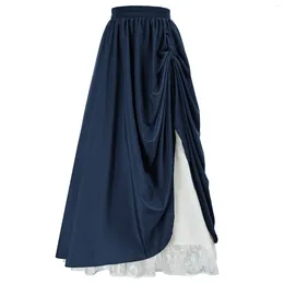 Skirts Women's Solid Lace Double Layer Fashion Casual Detachable Skirt Wedding Dress Western And Top Set For Women
