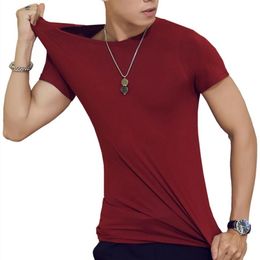 mens Tees summer t-shirts clothing solid color men's T-shirt short sleeve V-neck Tight fitting Polos whole285I