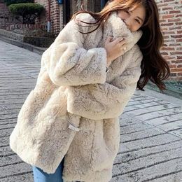 Women's Down Velvet Fur Coat Medium Length Thickened Warm Jacket High Collar Korean Fashion Autumn And Winter 2023