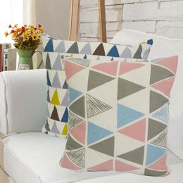 Pillow (2PCS/4PCS) Geometric Printing Linen 45cmx45cm Covers For Throw Case Living Room Sofa Car Decorative