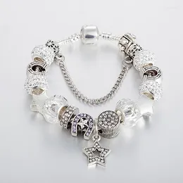 Charm Bracelets ANNAPAER 2023 Drop Mujer Jewellery Silver Colour With Star Beads Charms Bangles Crystal For Women Gift B17134