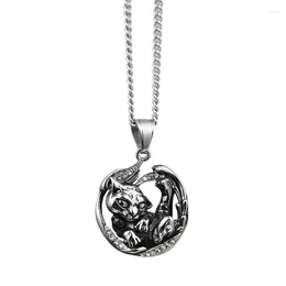 Pendant Necklaces Design Fashion Exquisite Inlaid Zircon Lying On A Stone Tiger Necklace Men's Hip Hop Rock Domineering Party Jewelry