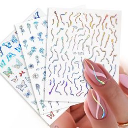 Star Rose Desing Sticker Magic Aurora Nail Art Sticker Holographics Laser Effect Transfer Decal For Spring Summer DIY Decoration Nail ArtStickers Decals