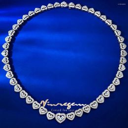 Chains Vinregem Luxury Lab Created Sapphire Gemstones Love Heart Necklaces For Women 925 Sterling Silver Anniversary Gifts Jewellery