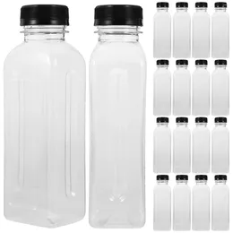 Water Bottles 25 Pcs Juice Bottle Empty Plastic Fridge Containers Flat Milk Caps Beverage Drinking Transparent Straws