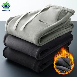 Mens Pants Winter Aoli Velvet Fabric Fleece Warm Casual Men Work Fashion Thick Korea Flocking Joggers Cargo Trousers Male S4XL 231027