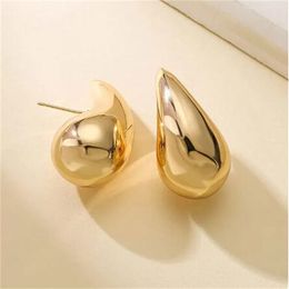 Vintage Gold Colour Plated Chunky Dome Drop Earrings for Women Glossy Stainless Steel Thick Teardrop Earring Jewellery GC2427