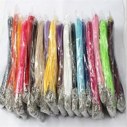 100pcs lot 1 5mm Colorful Wax Leather Necklace cord buckle shrimp Pendant Jewelry Components lanyard with Chain DIY274Y