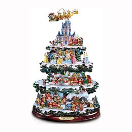 Other Event Party Supplies Christmas Tree Rotating Sculpture Train Decorations Paste Window Stickers Winter Room Home Decor 231030