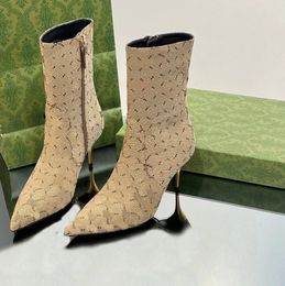 Stivali di alta qualità da donna stampato a maglia Boot caviglia da 8,5 cm Casualmente con cerniera designer di lusso stivali classici stivale moda