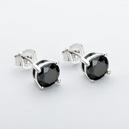 Stud Earrings 925 Sterling Silver 1.0 Ct Round Black Moissanite For Women Men Trendy Fine Jewellery 2023 Christmas Gift