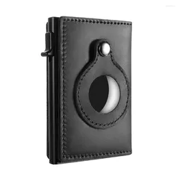 Brieftaschen Ye Tree Metall Männer Brieftasche mit Airtag RFID Fall Geldbörse Up Leder Kartenhalter Aluminium Smart für Mann