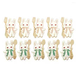 Brooches 10Pcs Cartoon White With Fork Spoon Modeling -Enamel Pin Lapel Badges For Women Funny Fashion Jewelry