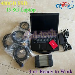 MB STAR C3 Multiplexer tool with sof t/ware installec Well Laptop CF53 I5 CPU PC 8G 480GB SSD SD Connect C3 car Diagnostic Tools for mercedes cars Ready to use