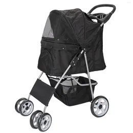 Dog Carrier Pet Stroller Travel Carriage 4 Wheeler W/Foldable Cart & Cup Holder