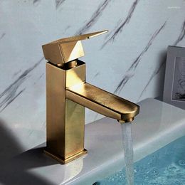 Bathroom Sink Faucets Golden 304 Stainless Steel Basin Faucet Home El Cold Water Tap Deck Mounted