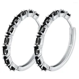 Hoop Earrings Black Awn 2023 Classic Round Trendy Spinel Engagement For Women Fine Jewellery I189