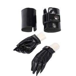 Adults Heroine Cat Lady Gloves Selina Kyle Cosplay Costume Accessories Sexy Black Faux Leather Gauntlet