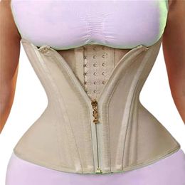 Women's Shapers Latex Waist Trainer Women Waist Protection Bustier Korset Nude Black Corset Plus Size Korsett Zipper Hooks Eyes Gorset 231030