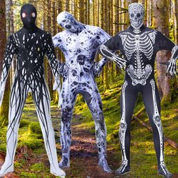 Halloween Ghost Festival Print Skull Bodysuit Cosplay Costume Adult Men Horrible Zombies Zentai Full Body Cover Jumpsuit C36M280