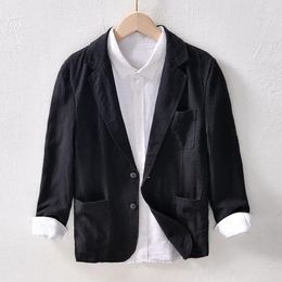 Men's Suits 2023 Spring And Autumn Vintage Linen Cotton Safari For Men Casual Solid Colour Jackets Top Quality V105