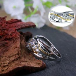 Cluster Rings Creative Two Tone Women Pretty Wedding Engagement Party Ring Size 6-10