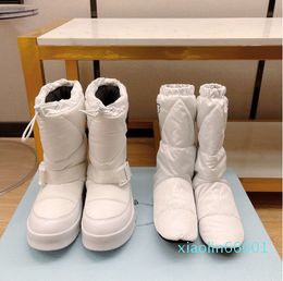 2023 Women's Flat Bottom Down Snow Boots Triangle Sports Style Two Shoes Size 35-40