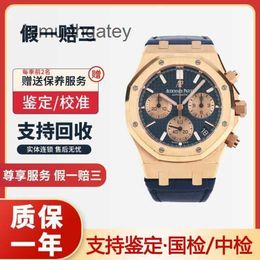 AP Swiss Luxury Wrist Watches Mens Watch Royal AP Oak Series 26239OR Rose Gold Blue Plate Belt Mens Fashion Leisure Business Sports Back Transparent Mechanical W BBNY