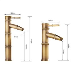 Kitchen Faucets Antique Brass Bathroom Faucet Cold Water Sink Mixer Tap Bamboo Shape Single Handle Basin Torneiras Do Banheiro 231030