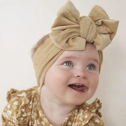 Corduroy Kid Oversize Bowknot Headband Children Knot Hair Accessories Large Bow Turban Khaki Wide Infant Baby Girl Warm Headwrap