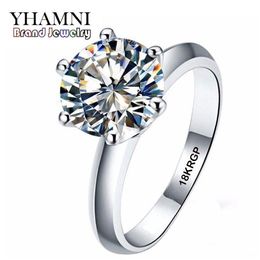 YHAMNI Real Pure White Gold Ring 18KRGP Stamp Rings Set 3 Carat CZ Diamond Wedding Rings For Women RING R16882106