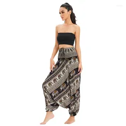 Women's Pants Loose Yo-ga Harem For Women And Men Stretchy High Waist Boho Drop Bottom Baggy Hippie Trousers Pattern Printed Summer