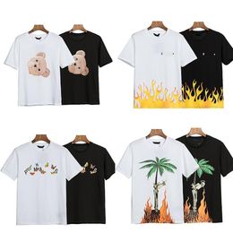 Mens designer t shirt palm letter print graffiti short sleeve fashion angel women's bear casual comfortable t-shirt black whi265H