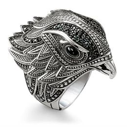 Hip Hop Personality Retro Jewelry 925 Sterling Silver Fashion Eagle Ring Female Wedding Bird Wedding Band Ring For Men Gift307q