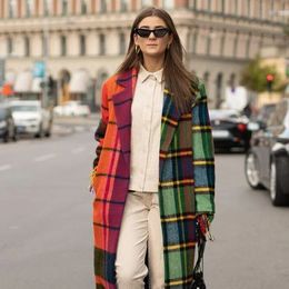 Women's Fur Faux Fur Women's Fashion Long-sleeved Hooded Coat Print Contrast Woollen Coat Casual Elegant Single-breasted 231031