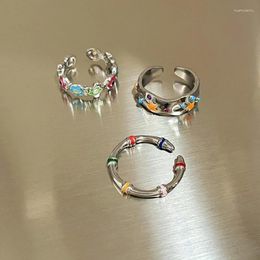 Cluster Rings Niche Design Flower Star Adjustable Opening Hand Jewellery Alloy Material Finger For Party Daily