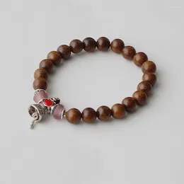 Charm Bracelets 8mm Sandalwood Beads Strand Bracelet Lucky Prayer Tibetan Buddhist Ritual Vajra Mala For Women Men