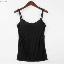 Camisoles Tanks Summer Crop Top Female Cami With Built In Shelf Bra Adjustable Strap Women Layering Basic Tank Top Women's T-shirt Corset TopL231031