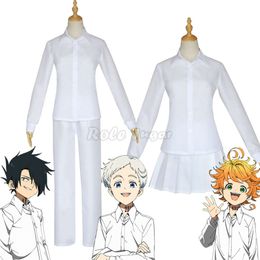 Anime the Promised Neverland Emma Cosplay Skirt Ray Norman Costume School Uniforms White Shirt Pants Set C46D14