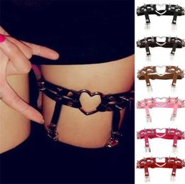Party Supplies Sexy Rock Pub Punk Garter Belt Rivets Leg Ring Thigh Harness Heart PU Leather Suspenders Women Girls Body Jewellery D674