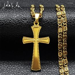 Pendant Necklaces Hip Hop Gold Plated Cross Necklace For Men Women Stainless Steel Religious Crucifix Punk Party Jewelry Gifts