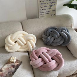 Pillow Solid Color DIY Hand Knot Back S Cozy Car Lumbar Home Decorative Sofa Seat Soft Office Rest Pillows