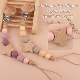 Pacifier Holders Clips# Baby Wood Beaded Clip Silicone Chain Nipple Holder Infant Soother Teether 231031