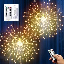 Novelty Items 200LED Firework Lights Starburst Fairy Copper Wire 8 Modes Hanging Christmas for Party Patio Bedroom Decor 231030