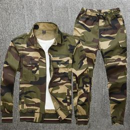 Men's Tracksuits Summer Work Clothes Thin Breathable Men's Suit Camouflage Cotton Stretch Long Sleeve Dirt-resistant Multiple Pockets 231030